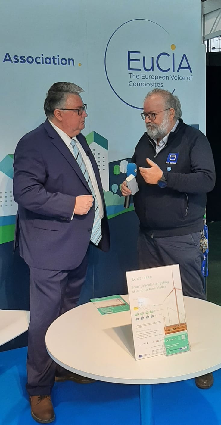 Two men talking.