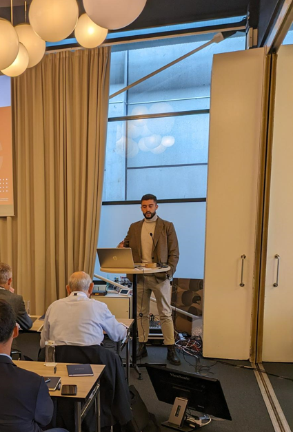 A man gives a presentation.