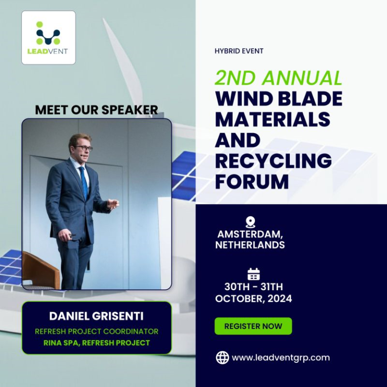 Wind Blade Materials and Recycling Forum speaker card for Daniel Grisenti.
