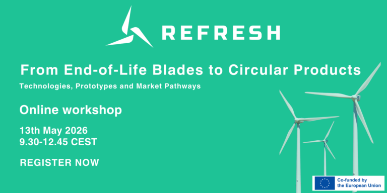 A graphic with the title From End-of-Life Blades to Circular Products.